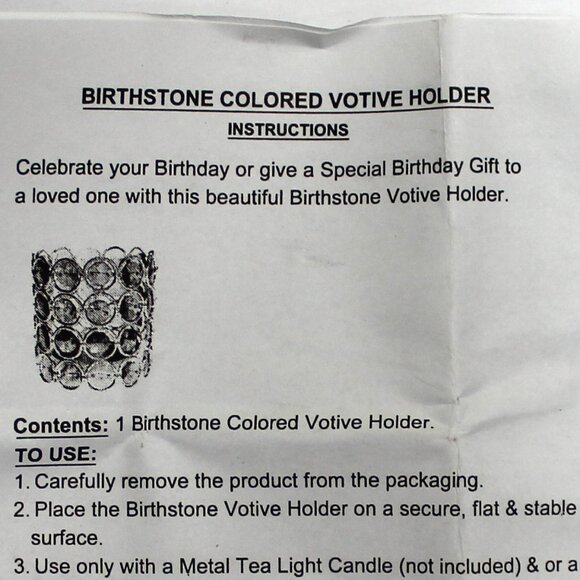 Older Avon Birthstone Colored Votive Holder - October - Pink - 6 Tealights - Picture 12 of 12